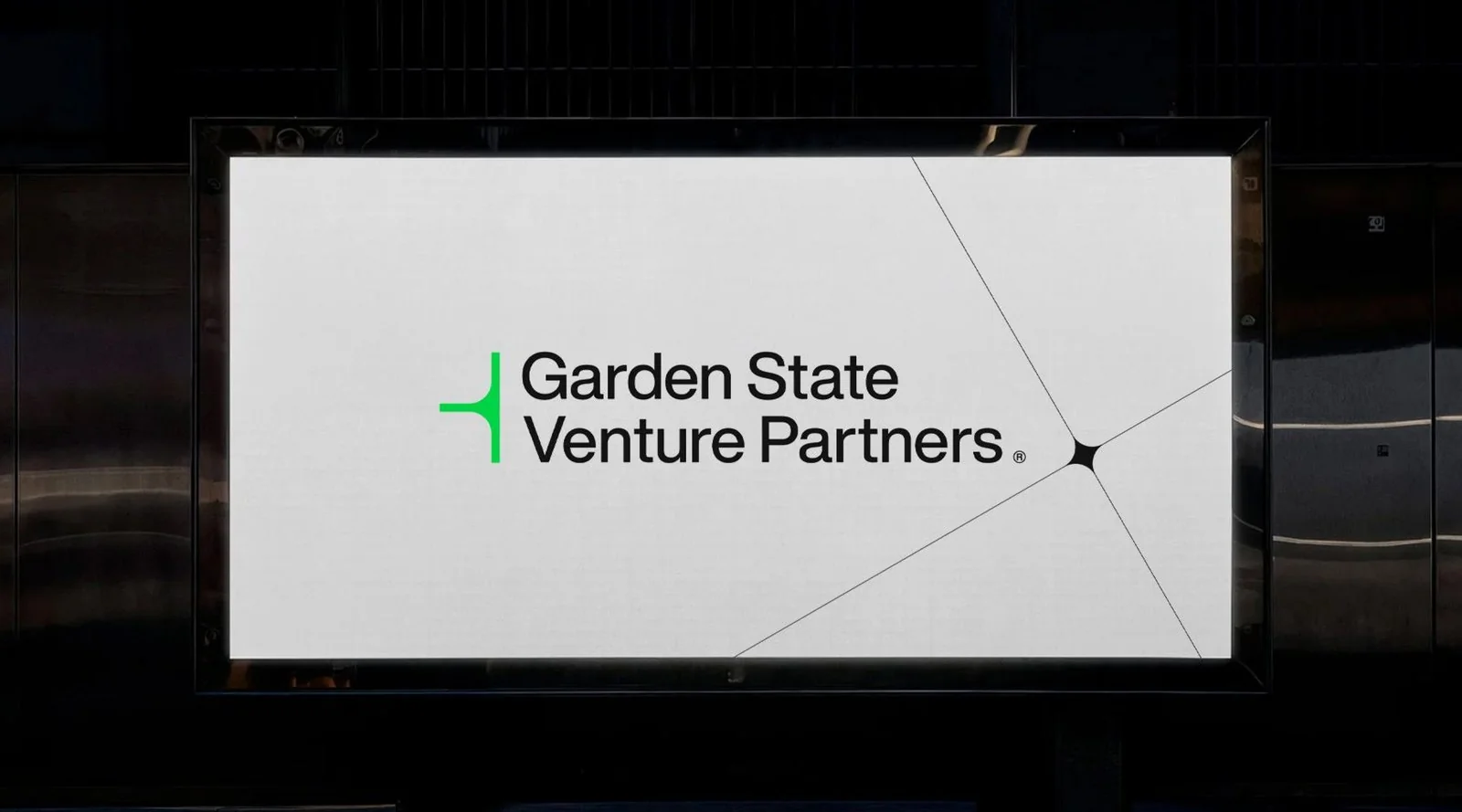 The GSVP logotype on a screen, with the intersection mark