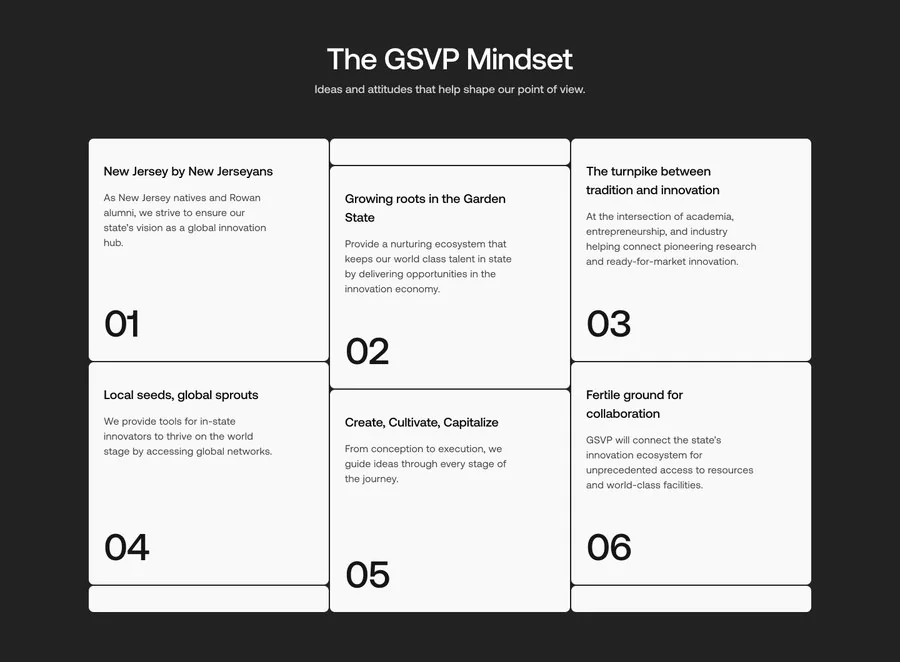 The mindset section of the GSVP website
