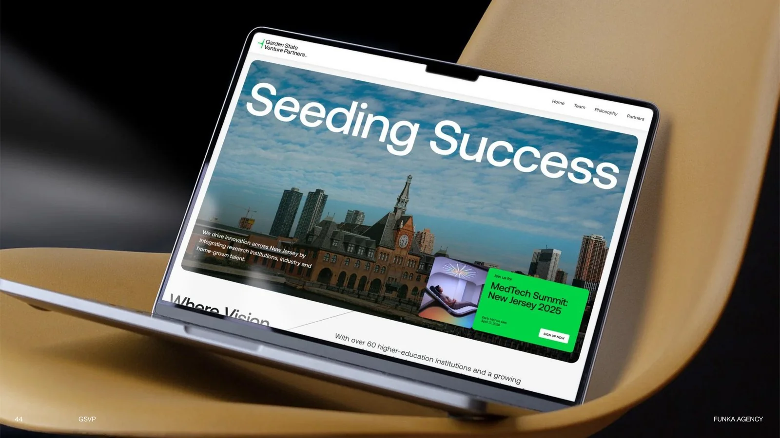 The GSVP website shown on a laptop