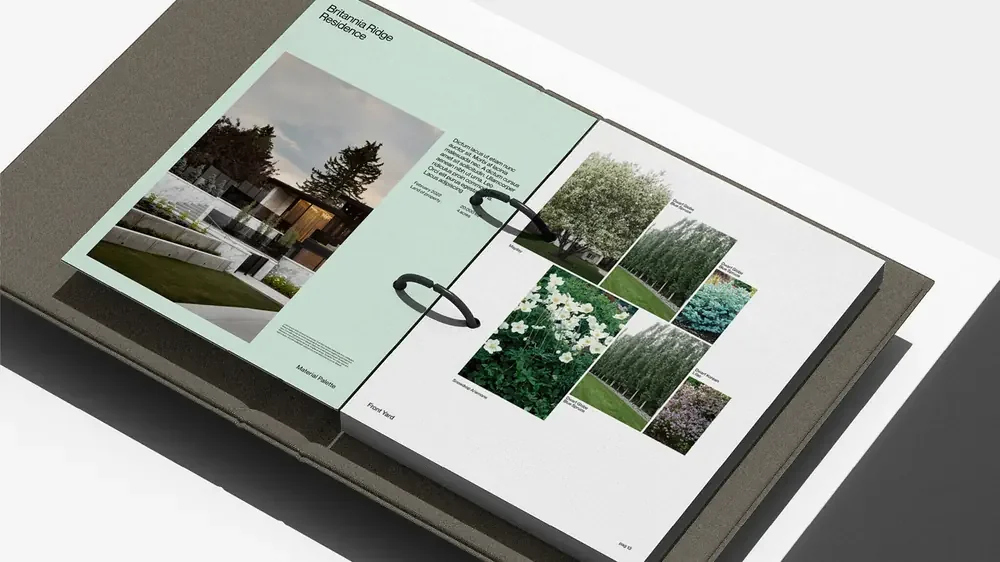 The project portfolio open on a spread.
