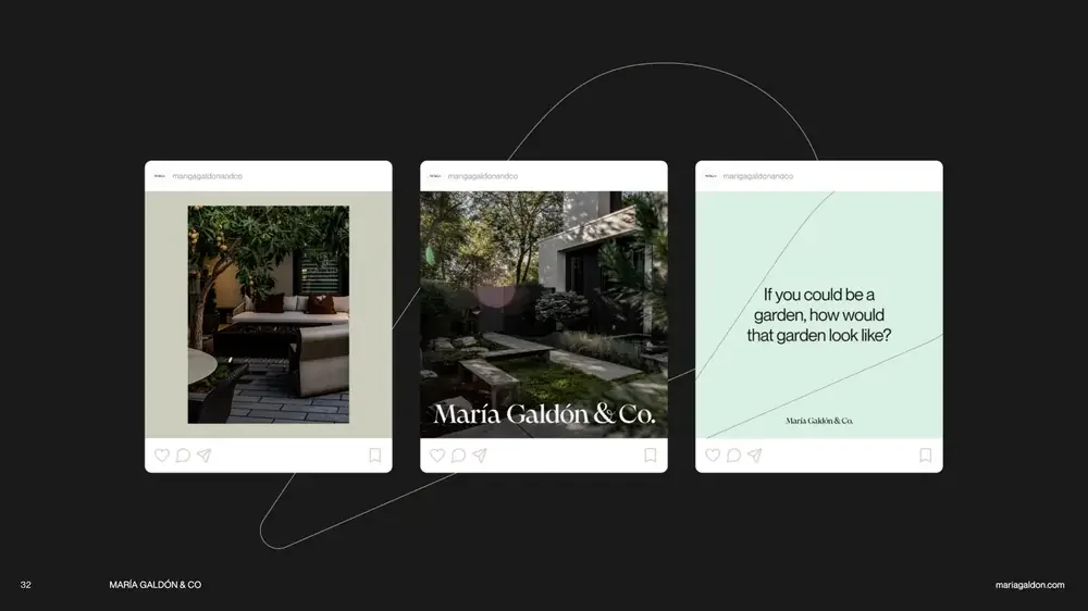 Three Instagram posts using the brand system.