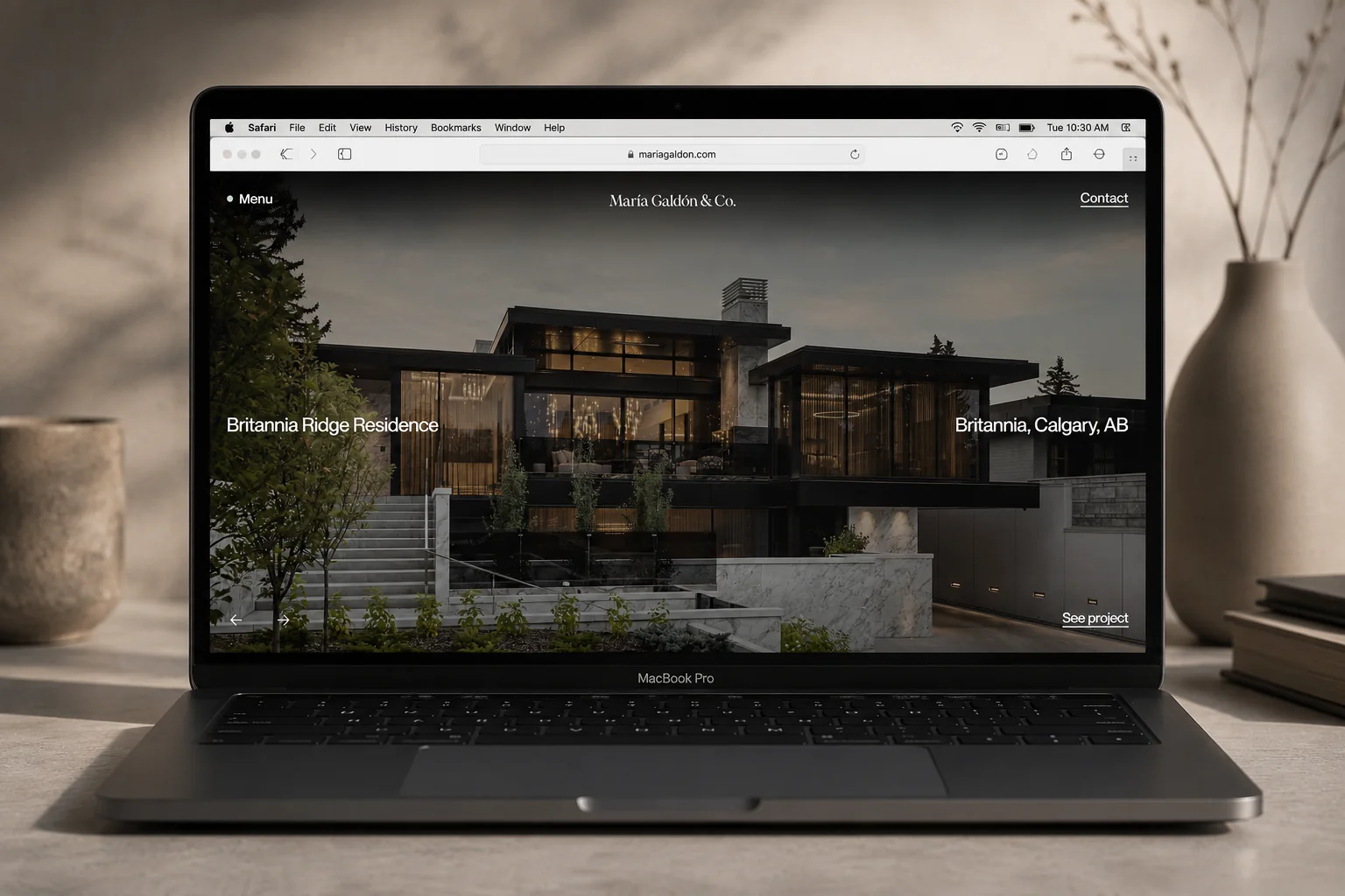The homepage of mariagaldon.com.
