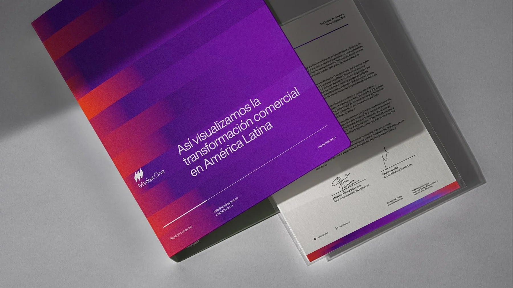 Printed commercial report with the new identity
